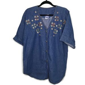 Vintage Bingo Bingo Jewel Studded Button Up Top